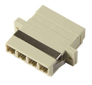 F1-8045 Quad Single Mode LC Mating Sleeve, Beige Color, Duplex SC Footprint, Snap & Screw Mount