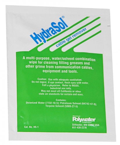 HS-1 Polywater Hydrasol Cable Gel Remover Saturated Lint Free Wipes - 12 Pack Box